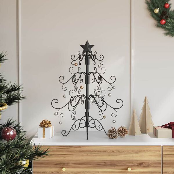 vidaXL Arbre de No&euml;l en m&eacute;tal Noir 60 cm Acier peint par poudre