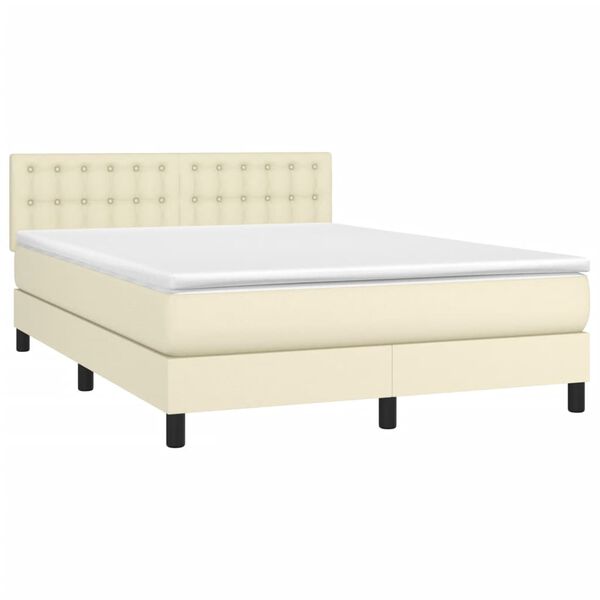 vidaXL Sommier &agrave; lattes de lit avec matelas et LED Cr&egrave;me 140x200 cm