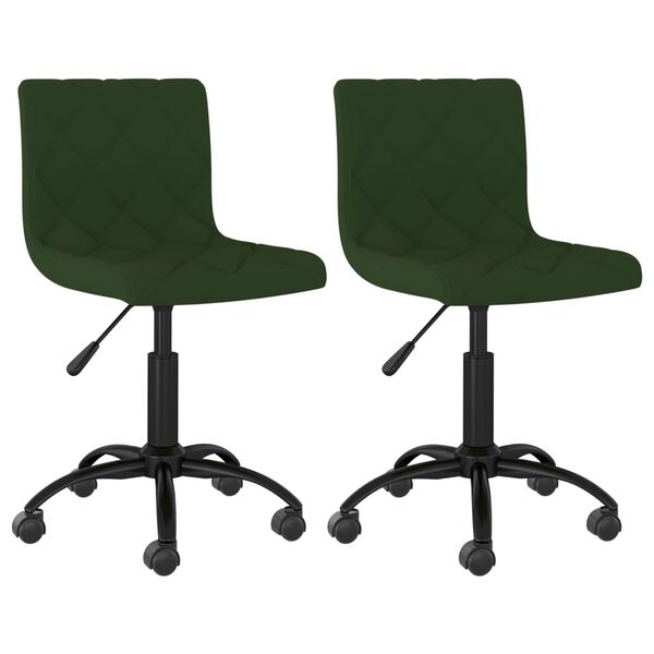 vidaXL Chaises pivotantes &agrave; manger lot de 2 Vert fonc&eacute; Velours