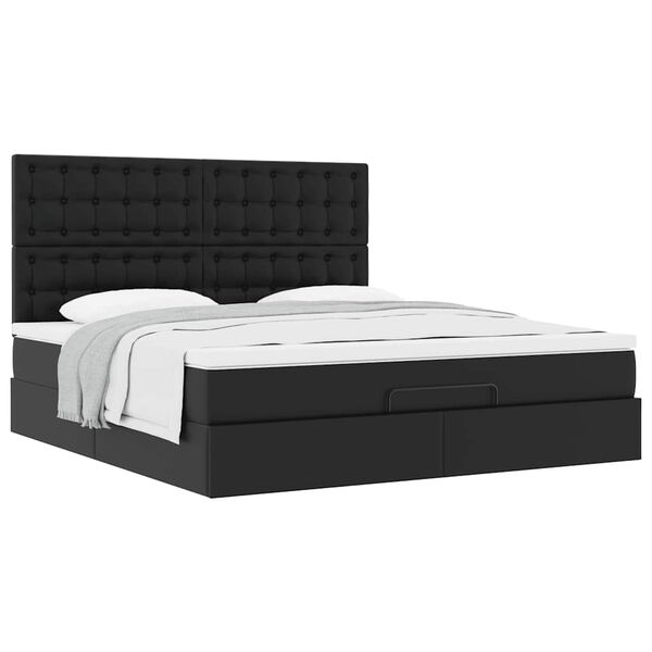 VidaXL Cadre de lit ottoman avec matelas noir 160x200 cm similicuir