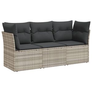 vidaXL Salon de jardin avec coussins 3 pcs gris clair r&eacute;sine tress&eacute;e