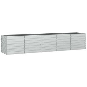 vidaXL Lit sur&eacute;lev&eacute; de jardin 400x80x77 cm Acier galvanis&eacute; Argent&eacute;