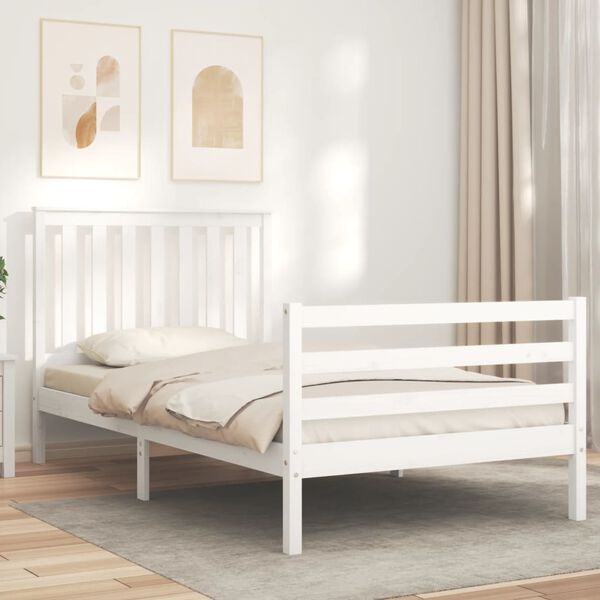 vidaXL Cadre de lit sans matelas blanc 100x200 cm bois massif