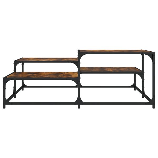 vidaXL Table basse ch&ecirc;ne fum&eacute; 107x107x40 cm bois d'ing&eacute;nierie