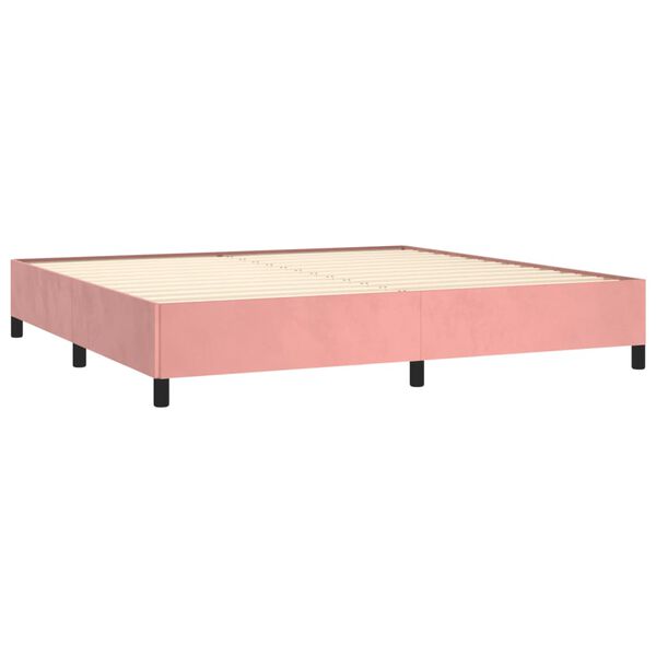 vidaXL Sommier &agrave; lattes de lit avec matelas Rose 200x200 cm Velours