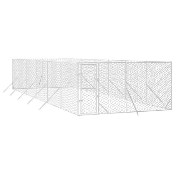vidaXL Chenil d'ext&eacute;rieur pour chiens argent&eacute; 4x12x2 m acier galvanis&eacute;