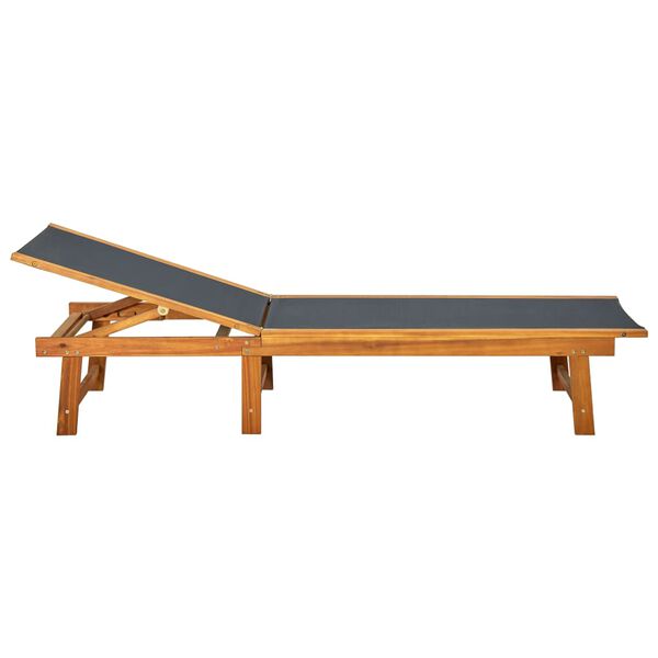 vidaXL Chaise longue avec table Bois d'acacia solide et textil&egrave;ne