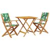 vidaXL Ensemble de bistro 3 pcs motif de feuilles tissu et bois massif