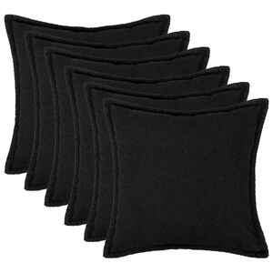 vidaXL Housse de coussin 6 pcs HOUTEN Noir 30 x 30 cm Boucl&eacute;