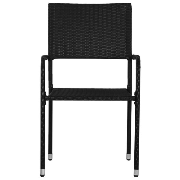 vidaXL Chaise à dîner de jardin empilable lot de 4 noir résine tressée