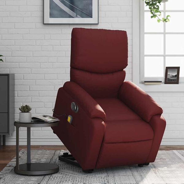 vidaXL Fauteuil inclinable de massage &eacute;lectrique rouge bordeaux