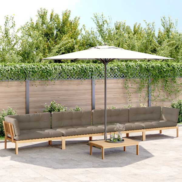 vidaXL Salon palette de jardin avec coussins 5pcs bois d'acacia massif