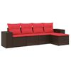 vidaXL Ensemble de canap&eacute; de jardin 5 pcs avec coussins marron r&eacute;sine tress&eacute;e
