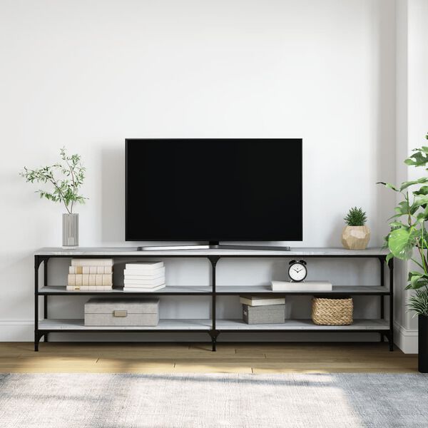 vidaXL Meuble TV sonoma gris 180x30x50 cm bois d'ing&eacute;nierie et m&eacute;tal