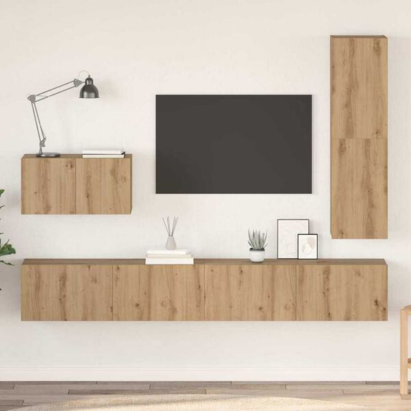 vidaXL Ensemble meuble TV 4 pcs Ch&ecirc;ne artisanal Bois d'ing&eacute;nierie