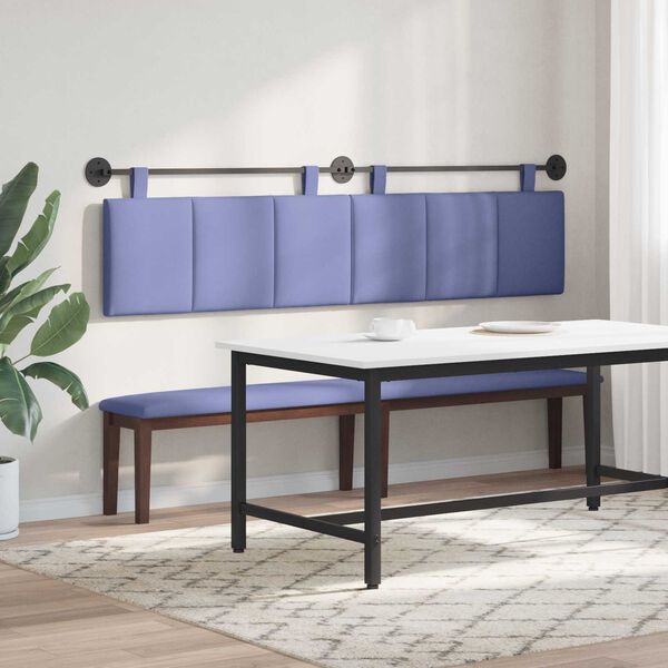 vidaXL T&ecirc;te de lit suspendue Ray&eacute; Bleu denim 210 x 55 x 5 cm tissu