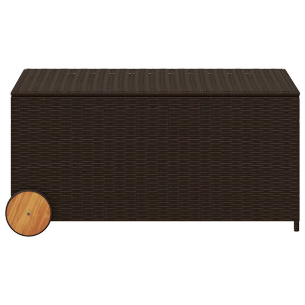 vidaXL Boîte de rangement de jardin et roues marron 190L poly rotin