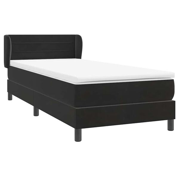 vidaXL Sommier &agrave; lattes de lit avec matelas noir 80x210 cm velours