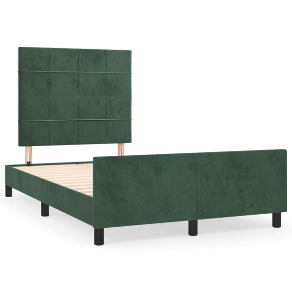 vidaXL Cadre de lit sans matelas vert fonc&eacute; 120x200 cm velours