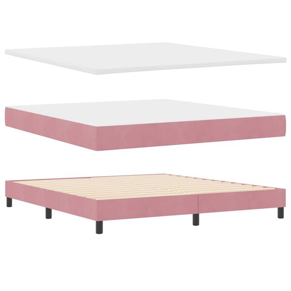 vidaXL Lit &agrave; ressorts avec matelas Rose 180 x 200 cm Velours