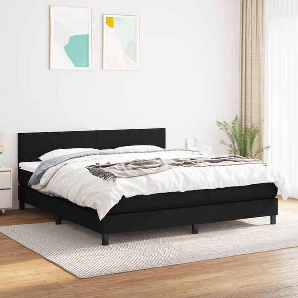 vidaXL Sommier &agrave; lattes de lit avec matelas Noir 180x200 cm Tissu