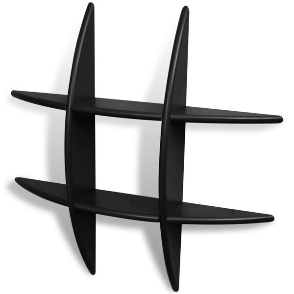 vidaXL Étagère murale MDF Noir Rangement de livres/DVD