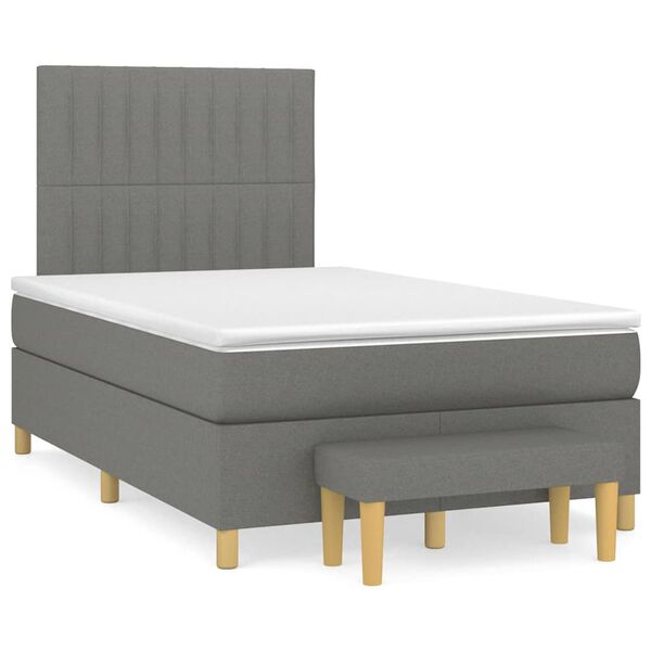 vidaXL Sommier &agrave; lattes de lit avec matelas gris fonc&eacute; 120x190cm tissu