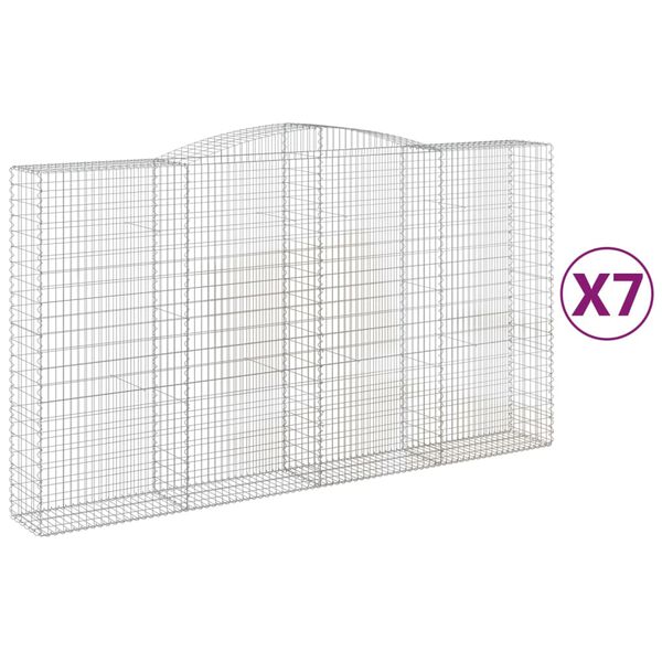 vidaXL Paniers &agrave; gabions arqu&eacute;s 7 pcs 400x50x220/240 cm Fer galvanis&eacute;