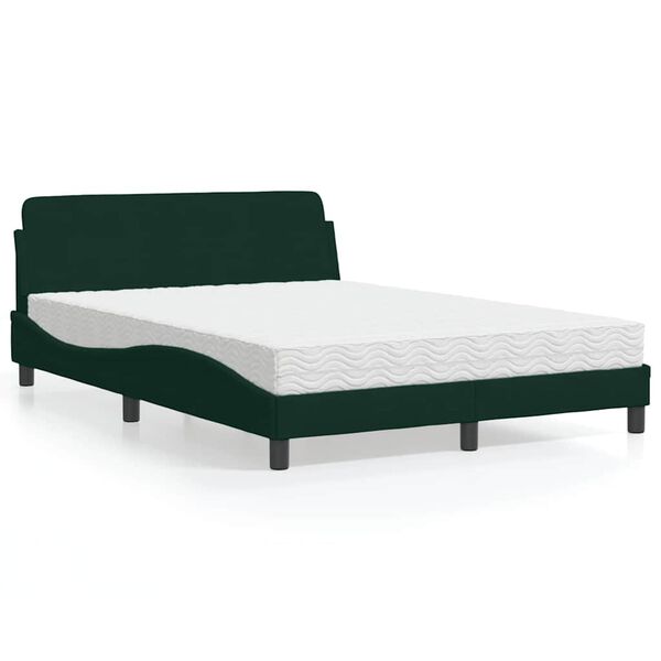 vidaXL Lit avec matelas Dover vert fonc&eacute; 140x200 cm velours