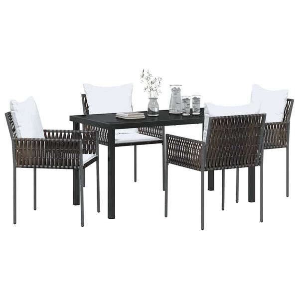 vidaXL Ensemble de salle &agrave; manger pour jardin 5 pcs Marron et Noir