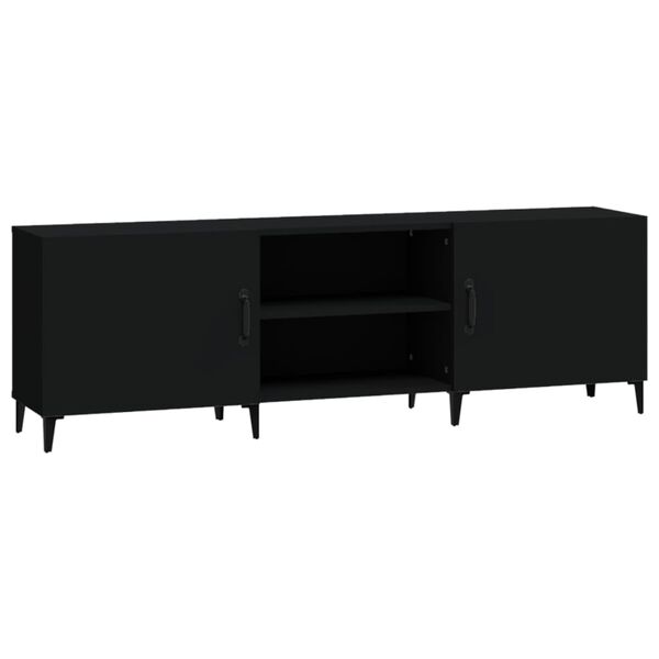 vidaXL Meuble TV noir 150x30x50 cm bois d'ing&eacute;nierie
