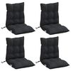 vidaXL Coussins de chaise &agrave; dossier bas lot de 4 noir tissu oxford