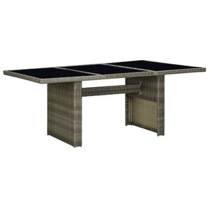 vidaXL Table de jardin Marron R&eacute;sine tress&eacute;e et verre tremp&eacute;