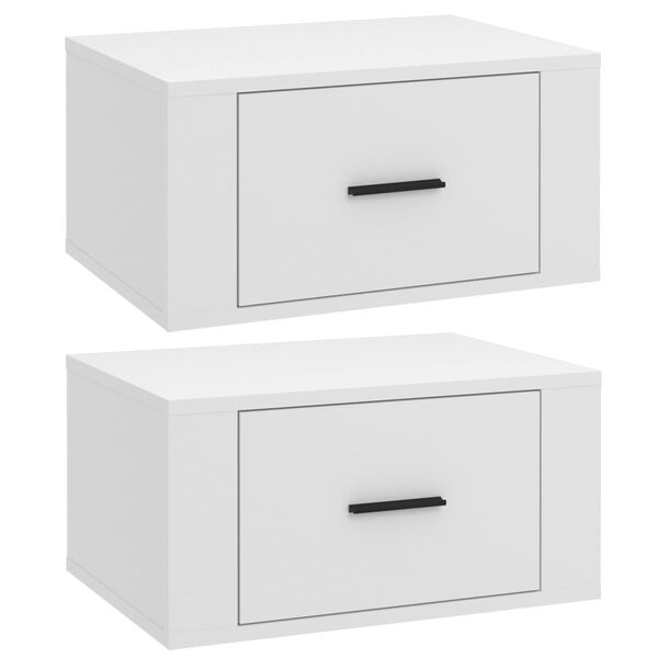 vidaXL Tables de chevet murales 2 pcs Blanc 50x36x25 cm