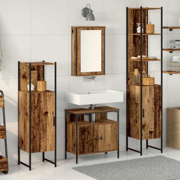 vidaXL Ensemble de mobilier de salle de bain 4 pcs Bois ancien
