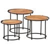 vidaXL Tables gigognes 3 pcs bois massif d'acacia
