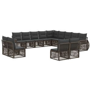 vidaXL Ensemble de canap&eacute; de jardin 13 pc Gris et Gris fonc&eacute; polyrotin