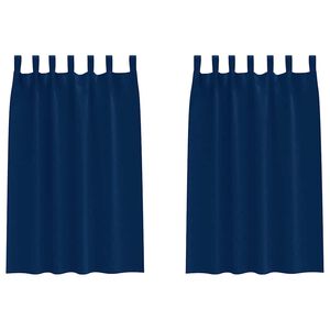 vidaXL Rideaux occultants avec anneaux 2 pc Bleu fonc&eacute; 175 x 140 cm