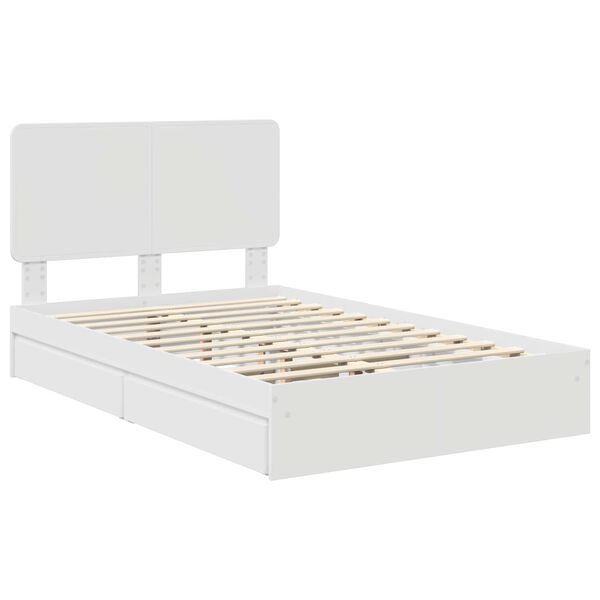 vidaXL Lit de Rangement Blanc 120 x 190 cm Bois d'ing&eacute;nierie