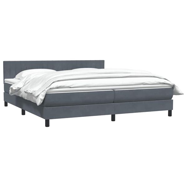 vidaXL Sommier &agrave; lattes de lit et matelas gris fonc&eacute; 180x220cm velours