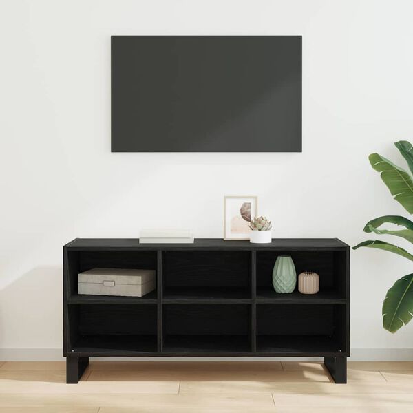 vidaXL Meuble TV Ch&ecirc;ne noir 103,5 x 30 x 50 cm Bois d'ing&eacute;nierie