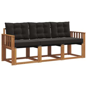 vidaXL Ensemble de canap&eacute;s d'ext&eacute;rieur 3 pcs Naturel et Noir