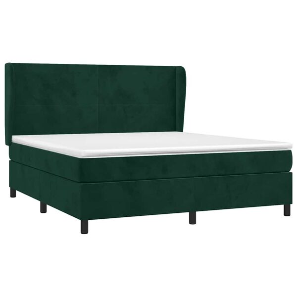 vidaXL Sommier &agrave; lattes de lit et matelas Vert fonc&eacute; 180x200cm Velours