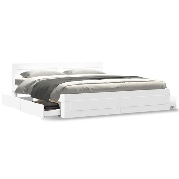 vidaXL Cadre de lit avec t&ecirc;te de lit sans matelas blanc 200x200 cm