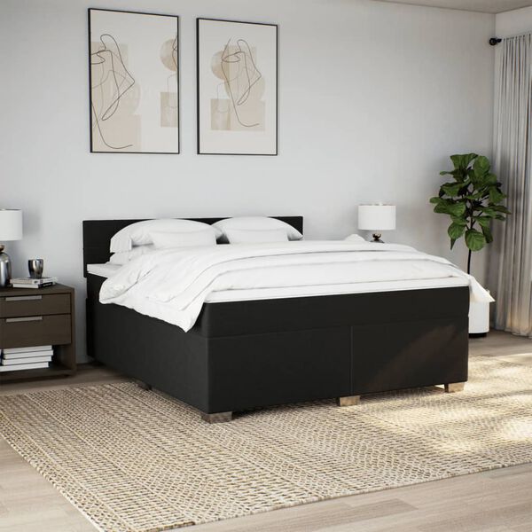 vidaXL Sommier &agrave; lattes de lit avec matelas Noir 180x200 cm Tissu
