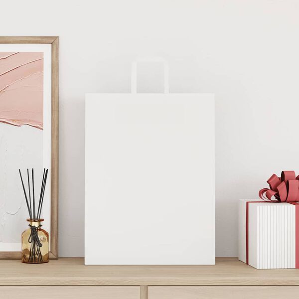 vidaXL Sacs en papier 250 pcs avec poign&eacute;es blanc 32x12x42 cm