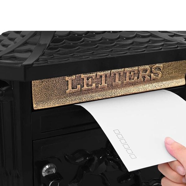 vidaXL Boîte aux lettres murale avec stockage Noir 40,5 x 15,5 x 44 cm