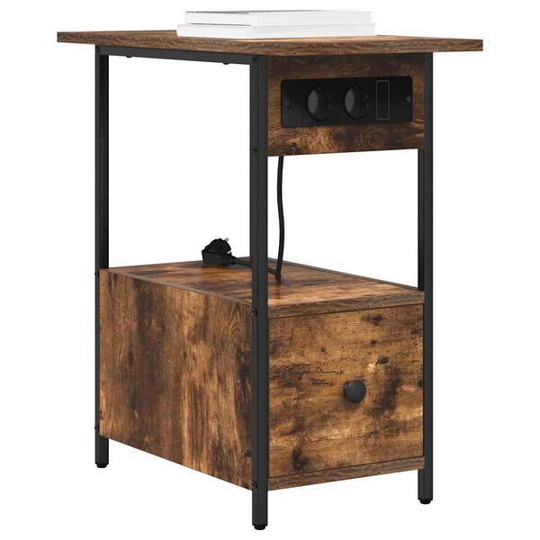 vidaXL Cabinet de chevet Ch&ecirc;ne fum&eacute; 60 x 30 x 61 cm Bois d'ing&eacute;nierie