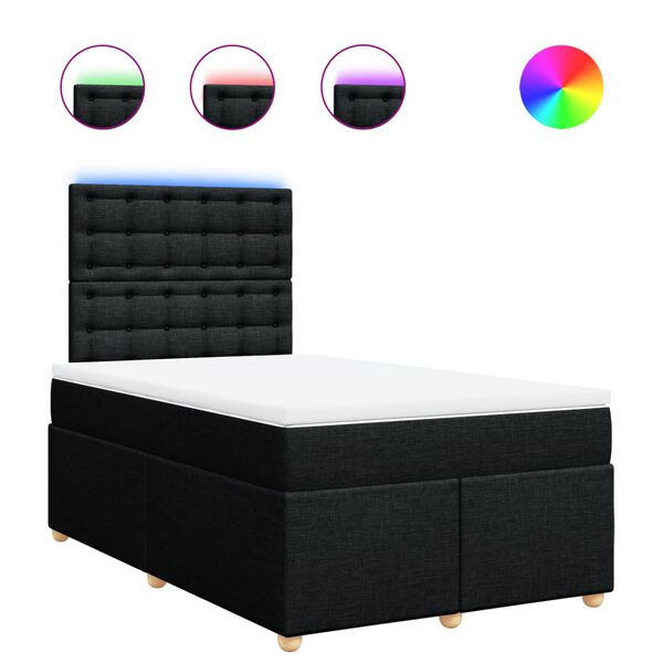 vidaXL Sommier &agrave; lattes de lit avec matelas noir 120x190 cm tissu