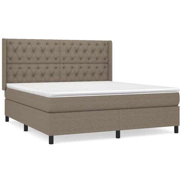 vidaXL Sommier &agrave; lattes de lit avec matelas Taupe 160x200 cm Tissu
